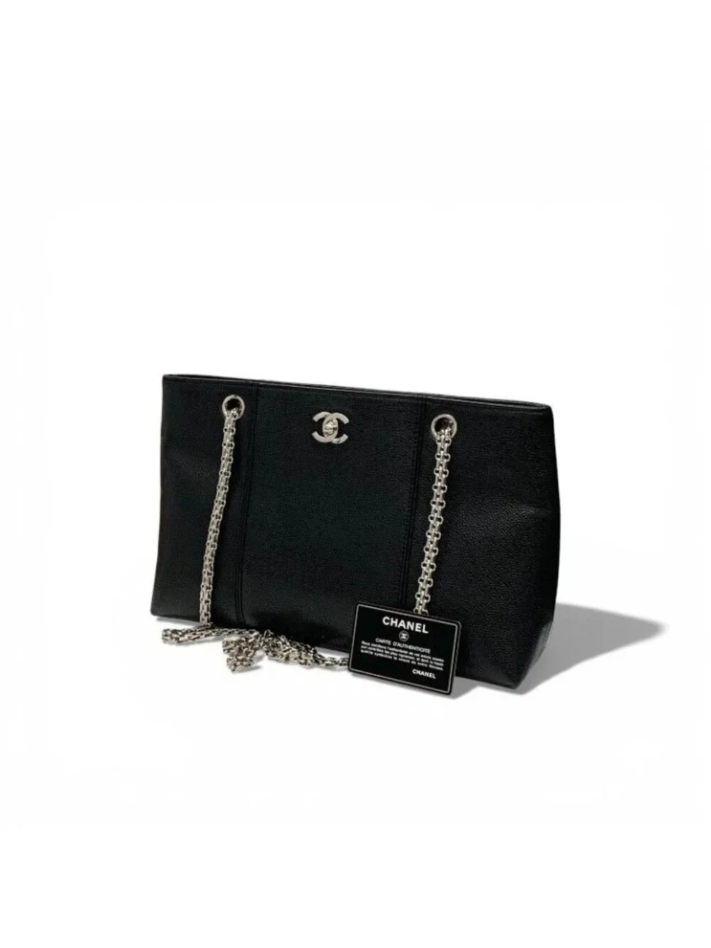 Chanel Bag Tote Black Silver Chain - Picture 9 of 10